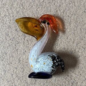 Elegant Multicolor Glass Pelican Figurine